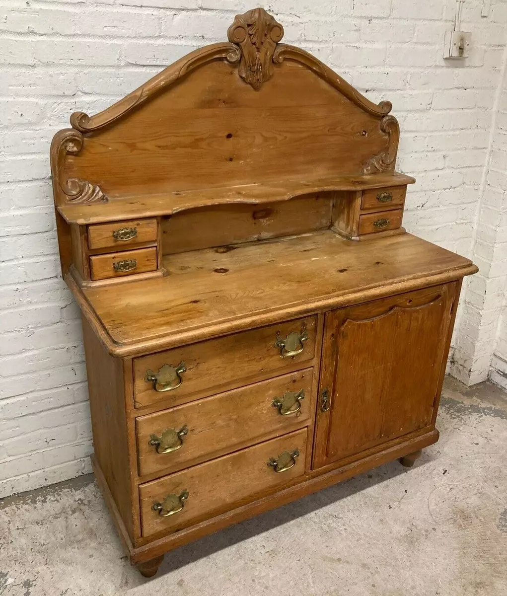 Antique Victorian Lincolnshire Pine Dresser Sideboard Buffet Can