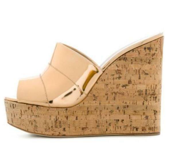 PANTOFOLA D’ORO Sandali alla moda donna zeppa di sughero alta piattaforma slide tacchi alti pantofole scarpe