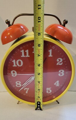 Vintage Big Face Wind Alarm Clock Orange Yellow Blessing West