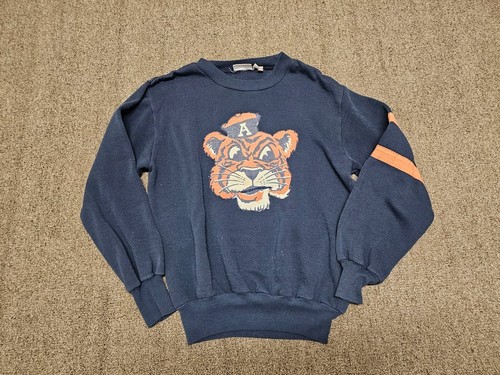 Auburn Tigers Nutmeg Mills Sweater Men's Small Made in USA Navy Blue Vintage