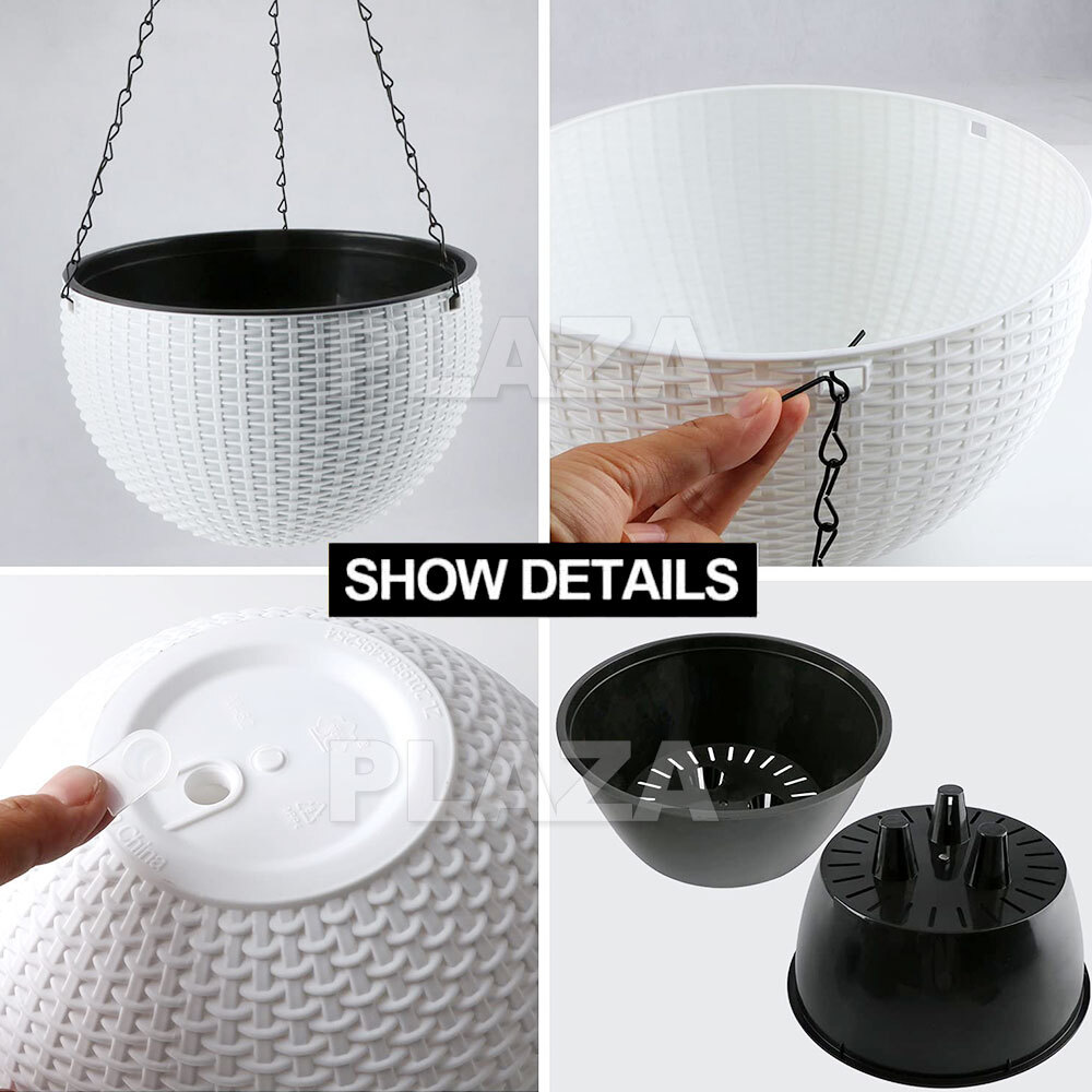 2PCS Landen Rattan Hanging Plant Pots Flower Baskets Hanger Self Holder