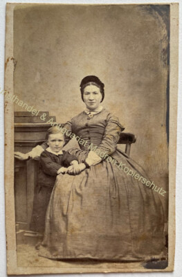 orig. CDV photo photograph around 1860 Ludwigsburg mother child