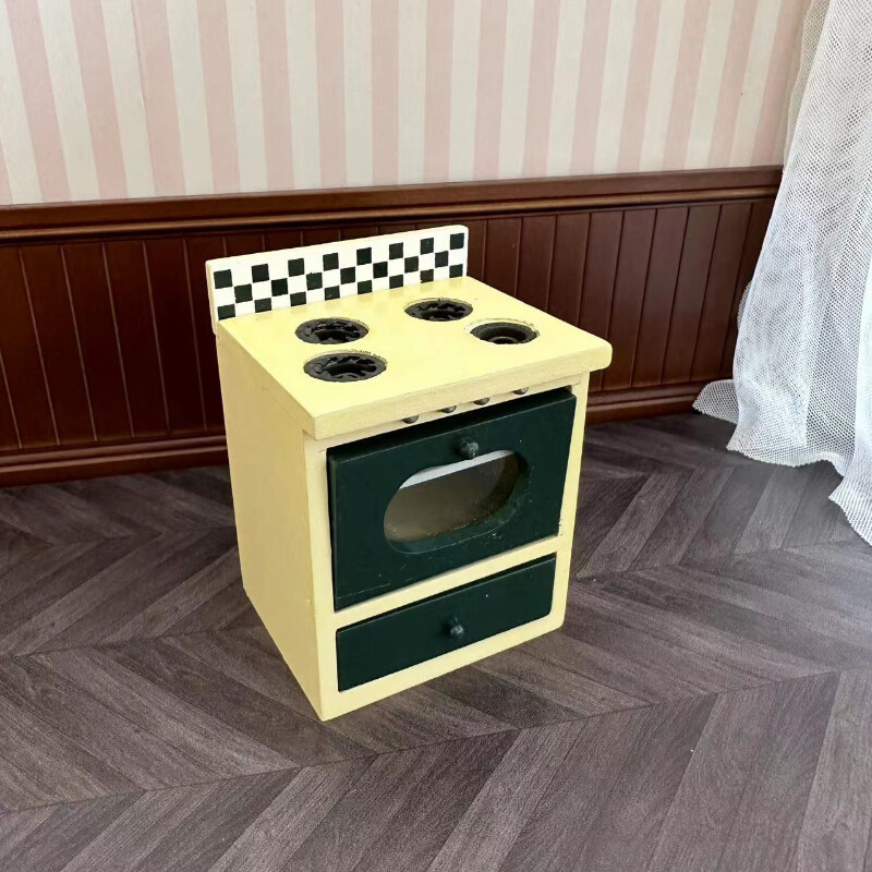 Vintage Stove 1/12 Scale Dollhouse Miniatures Green Furniture Kitchen