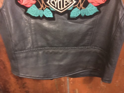 Natel Motorcycle Apparel Leather Vest M Harley Davidson Patch Roses - Picture 6 of 8