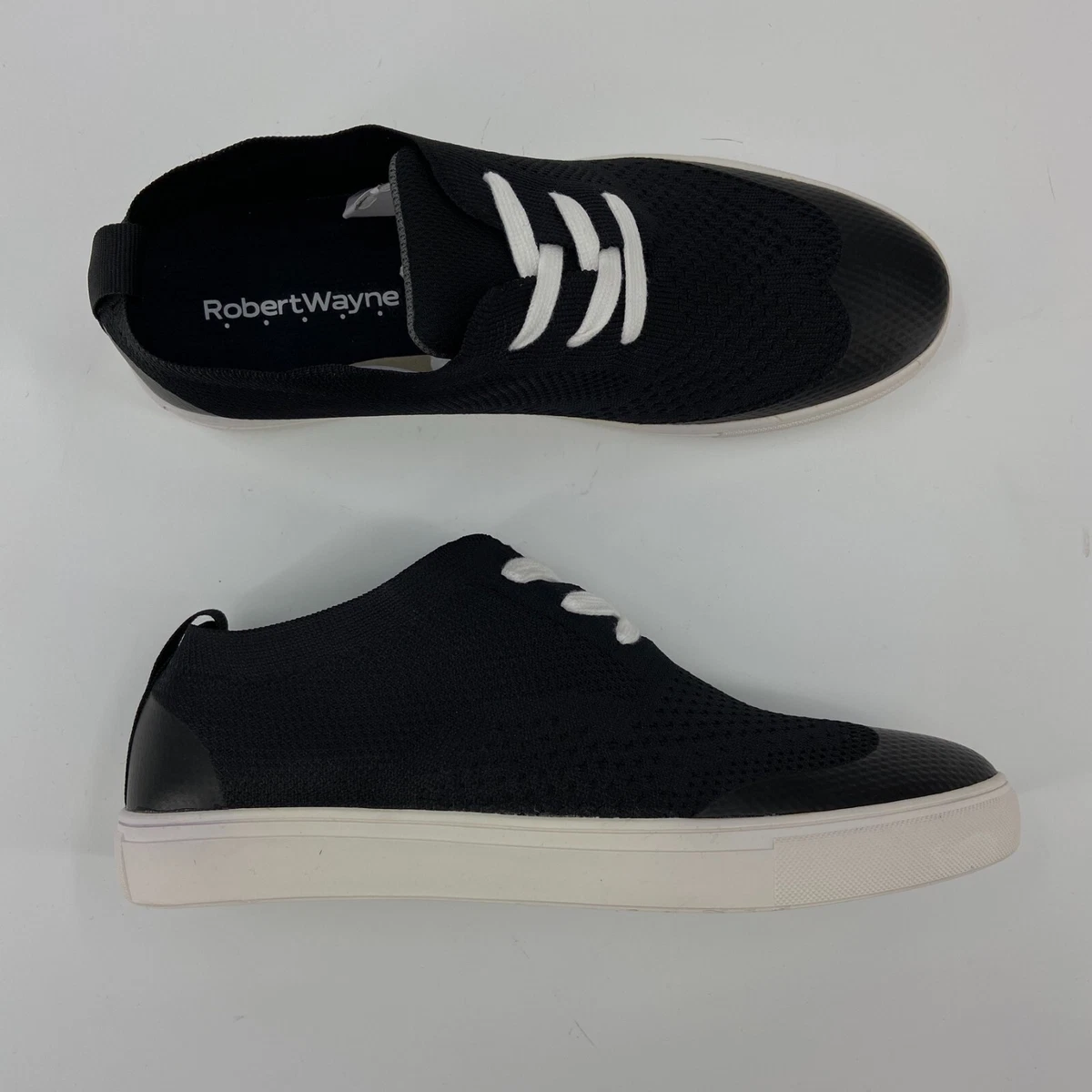 Robert Wayne Shoe Mens 9 Black White Casual Lace Up Datin Sneakers