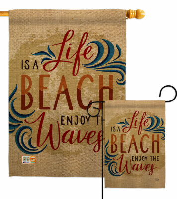 Life Is a Beach Garden Flag Coastal Decorative Small Gift Yard House Banner