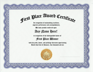 first place award recognition winner certificate first place award certificate