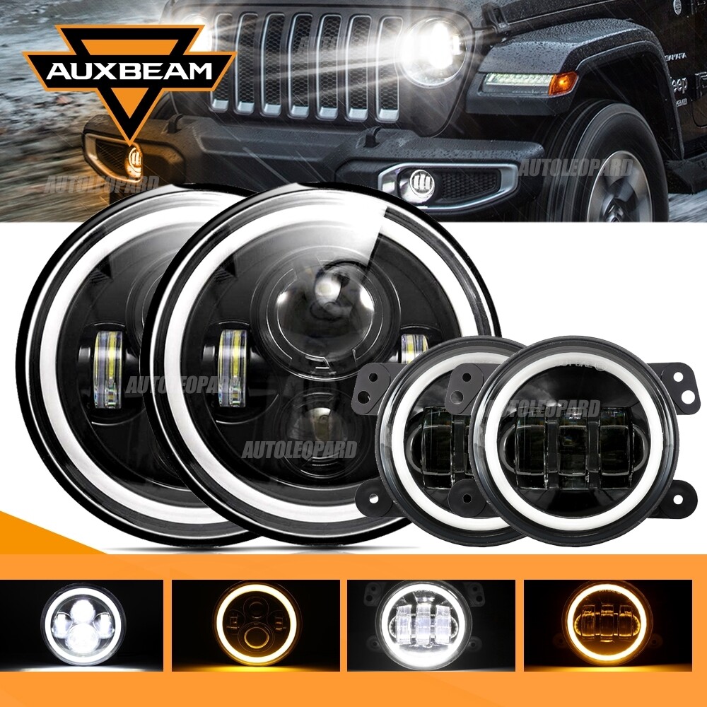 Fog Lights Auxbeam 4 Inch LED For Jeep Wrangler JK Rubicon Unlimited JKU  2007-2018, 60W Driving Offroad 4\, image size:1000x1000