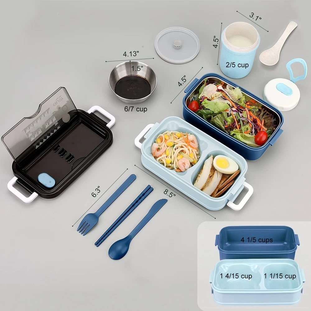 Portable Adult Bento Lunch Box Kit with Compartments for Meals On The Go
