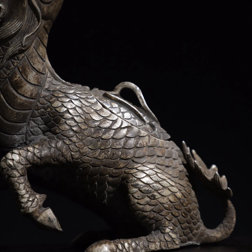 Quemador de incienso Kirin de cobre dorado y plata Foto 2 de 4