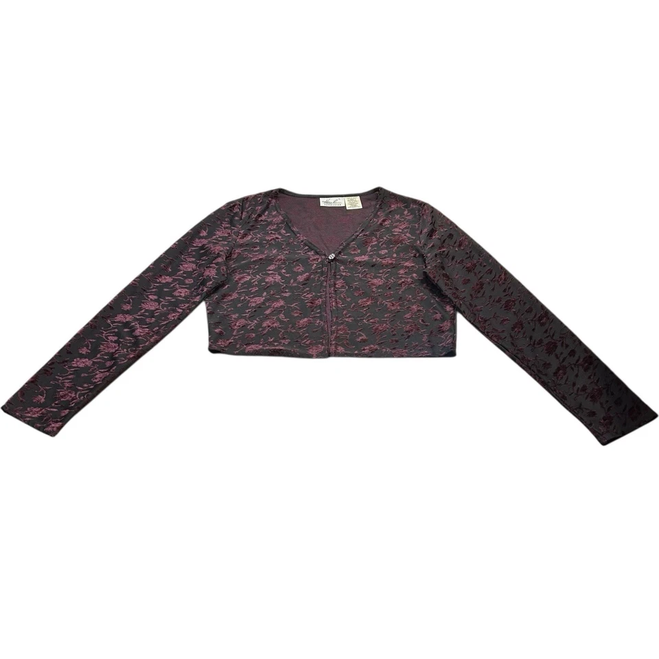 90s Whimsigoth Witchy Velvet Burnout Cropped Shrug Top Women’s Medium - Image 4 of 4