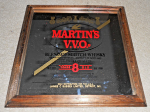 Martin's V.V.O. Scotch Whisky Bar Mirror Sign 13 1/4 X 13 1/4