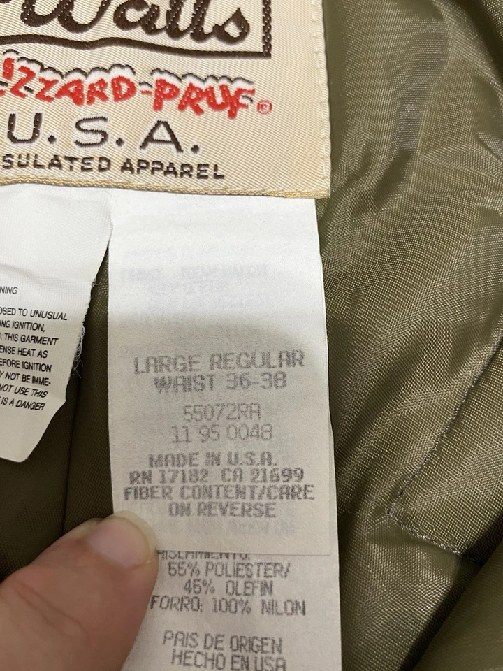 VTG Walls Camo Pants Men's Large Blizzard Pruf Insulated Realtree 36x38 Zip Leg - Image 4 of 4