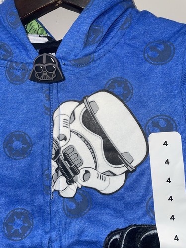 STAR WARS Character Jacket Hoodie Full Zip Boys 5 Chewbacca Darth Vader NWT - Picture 7 of 12