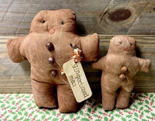 Primitive Style Gingerbread Man Men Handmade Grubby Tuck Decor Rustic Christmas