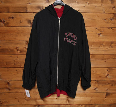 EWING ATHLETIC College Over Jacke Gr. L gebraucht (Sa2410) schwarz Vintage Double Face