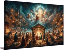 Nativity Canvas Wall Art Birth Of Jesus In Manger Wall Decor Picture Christia