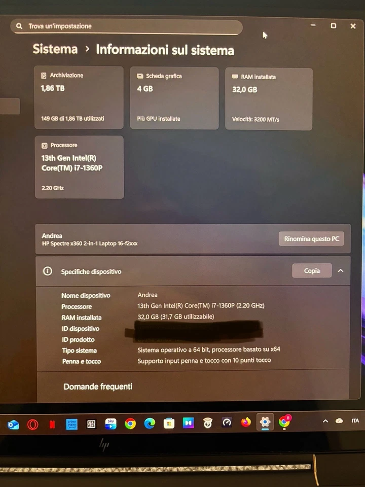 Hp Spectre X360 2-in-1 Laptop 16-f2007nl - Immagine 4 di 4