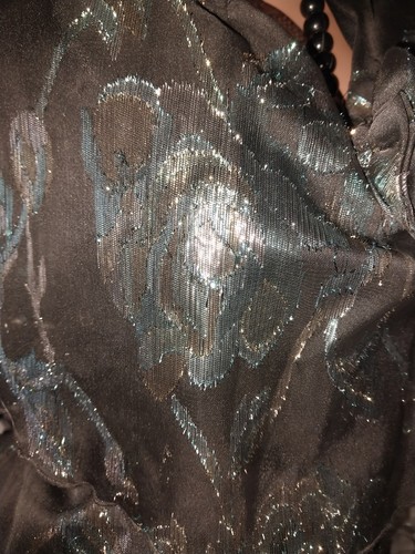 VTG 70s DISCO SILVER LAME LAYERS DRESS NEW SHINY SILKY BURLESQUE PARTY EVENING L - Picture 16 of 17