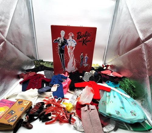 Vintage 1960's Barbie & Ken Case w/TONS  of Clothes & Accessories