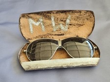 Vintage Aviator Sunglasses In Metal Case Unknown Age Very Old Good Condition V6