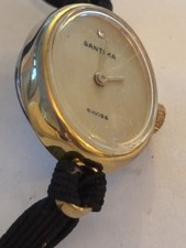 Santima - Oval gold and black ladies manual watch - Working