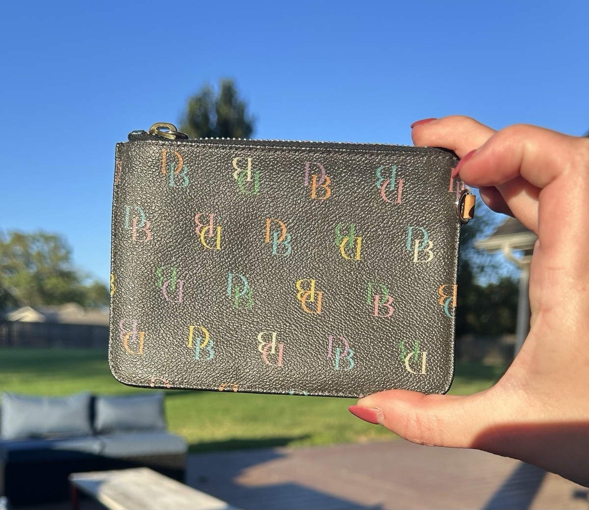 Vintage Dooney & Bourke Y2K Signature Rainbow Monogram Zip Wallet