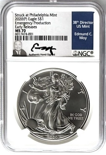 2020(P) SILVER EAGLE PHILADELPHIA MINT EMERGENCY EARLY RELEASES NGC MS70 MOY