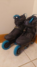 K2 TRIO LT 100 Inline Skates, Black and Blue, US Size 10.5, EU Size 44