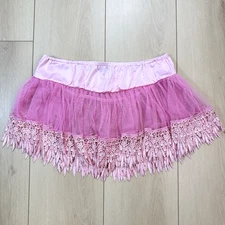 VTG Seven til Midnight Pink Lace Mesh Petticoat Skirt O/S Lingerie Costume Balle
