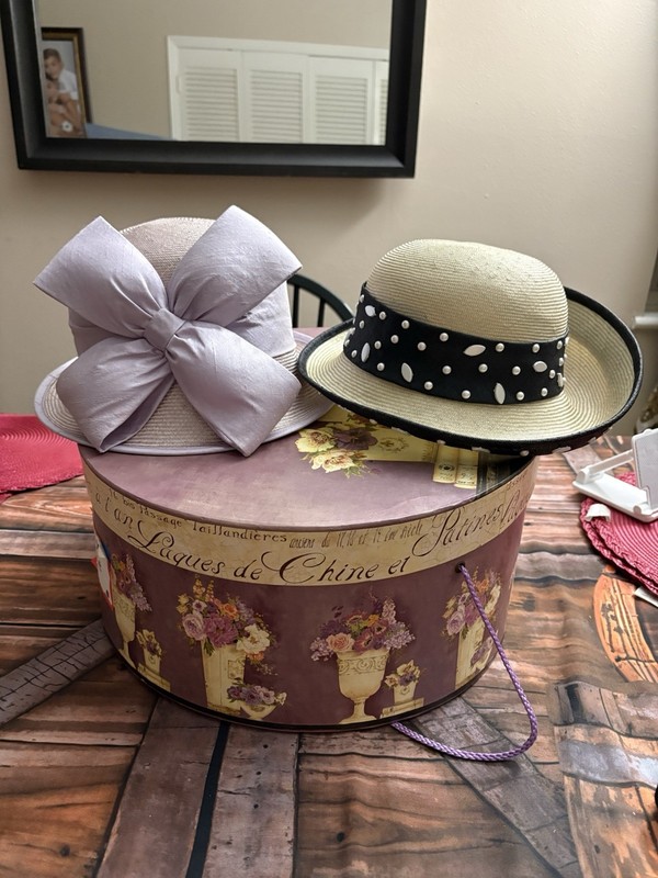 Peter Bentley Straw Bowler Hat Beige Purple Bow Women Formal Party S