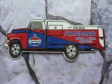 VINTAGE STANDARD AUTO AND TIRE SERVICE TANKER PORCELAIN SIGN 12"×5"