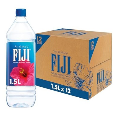 FIJI Natural Artesian Bottled Water 1.5 Liters / 50.7 Fl Oz (Pack of 12) 1.5L