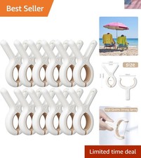 Strong  Lightweight 12 Pack Towel Clips - Non-Slip Silicone Pad Design