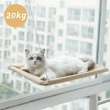 20kg Cat Hammock Window Bed – Hanging Sunny Seat Cat Perch for Windows - White