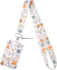 Cats Teachers ID Lanyard Badge Holder Cute Keychain for Women Girls Kids Nurses