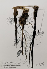 zeichnung, nach ingeborg bachmann, male oscuro, hirnfuß + tränen + arzt, unikat