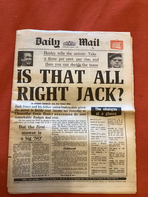 TUC Unions Denis Healey Budget Mail 7. April 1976 Original Zeitung 