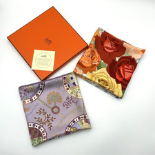 Auth Hermes Carré 90 Roseraie/La mecanique des idees Silk Scarf W/Box BA020407