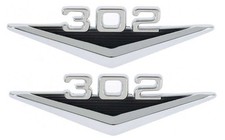 Front Fender Emblem 302 Chrome Black For 1966-1968 Ford Bronco