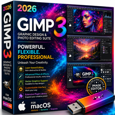 GIMP 3.2.4 (2026) Pro Graphic Design - Image Editing Software Program ~ MAC OS