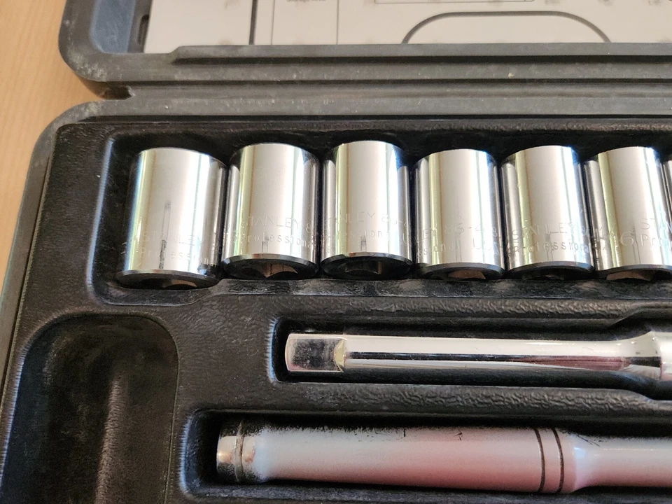Vintage Stanley Professional 12 pcs 1/2" Drive Standard Socket Set USA 85-427 - Image 4 of 4