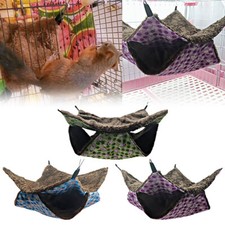 Pet Hammock Hamster Rat Bird Parrot Ferret Hanging Bed Cushion House 2 Layer RK