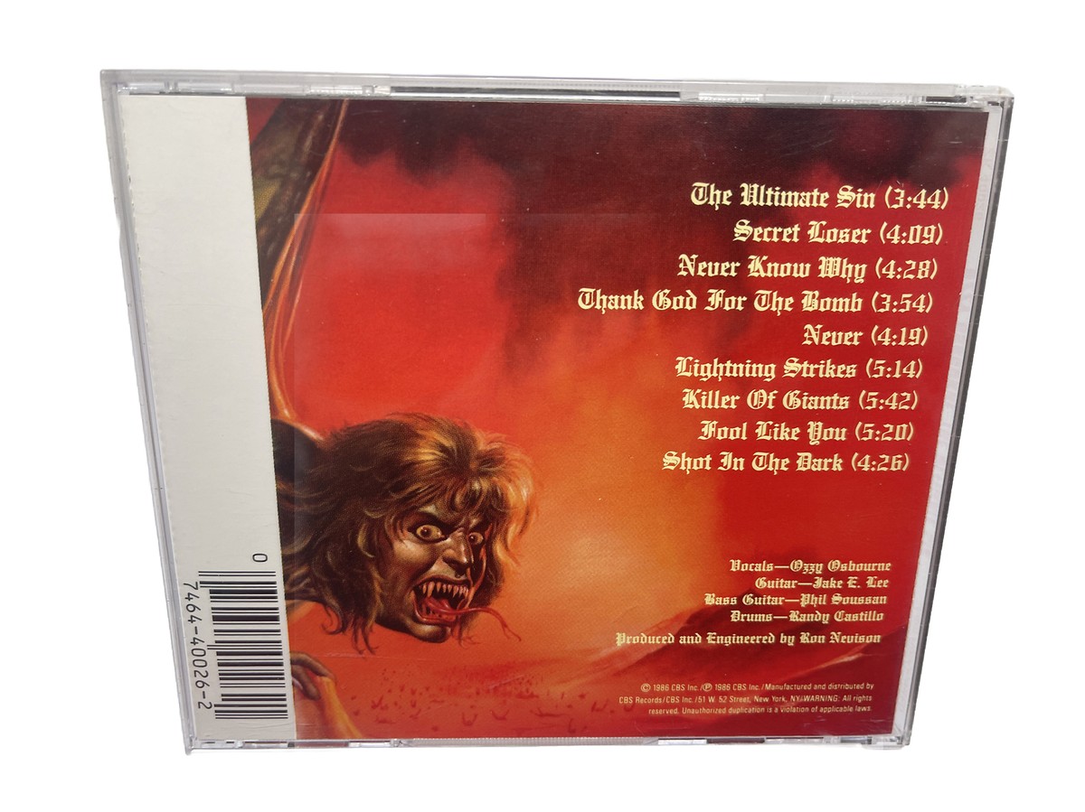 The Ultimate Sin by Ozzy Osbourne (CD, Mar-1986, Legacy) ZK
