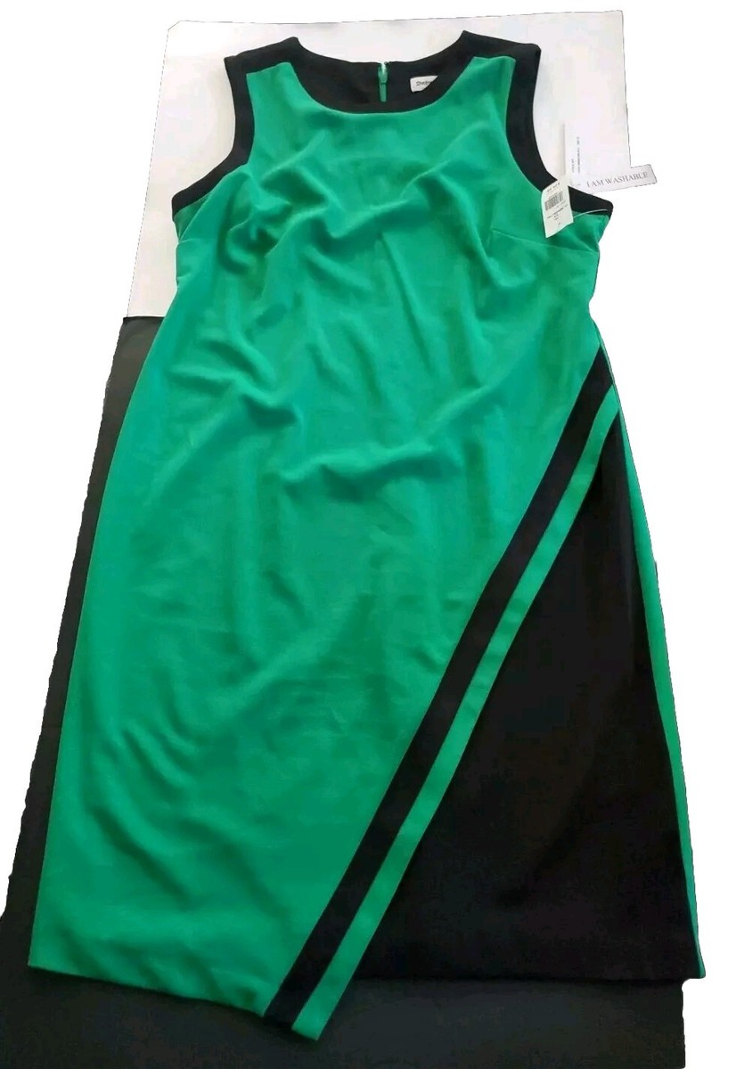 Shelby & Parker Size 16 Sleeveles Green Black Colorblock Zip Back Sheath  Dress