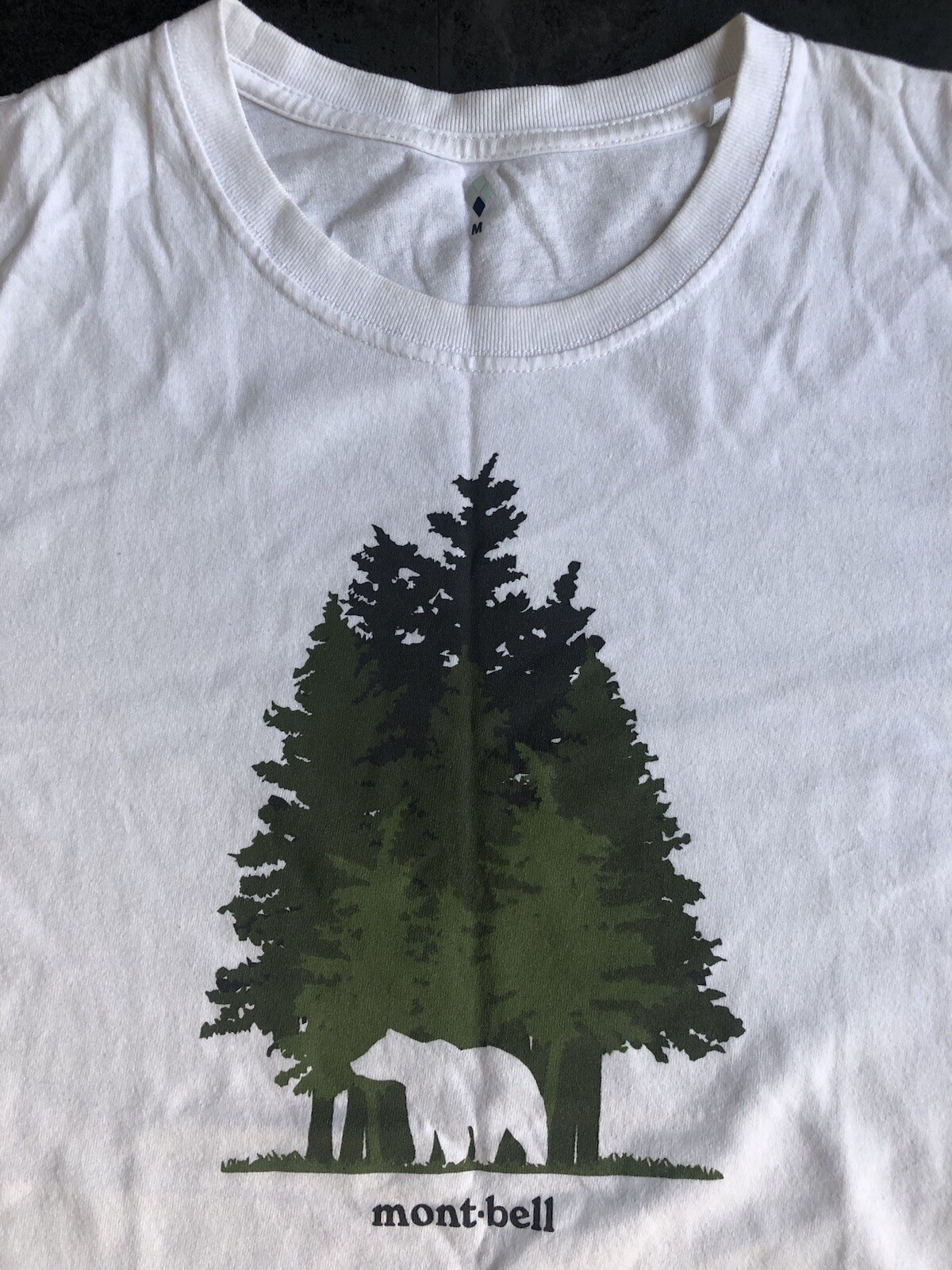 Vintage Montbell Forest Bear T Shirt Size M Japan S UK White Graphic Print Rare image 6