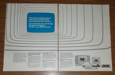 Rare Advertising Loewe Screen Text Television & Monitor BTW 1983