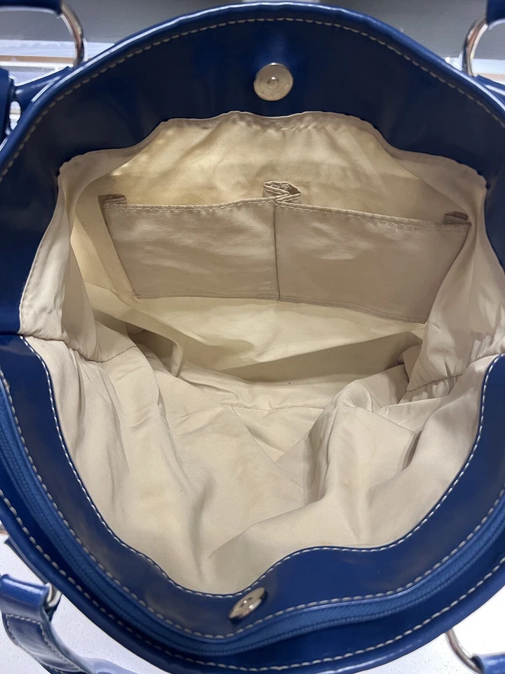 Giani Bernini Bolso de Mano Bolso de Hombro Cuero Azul y Tela Tejida Foto 4 de 4