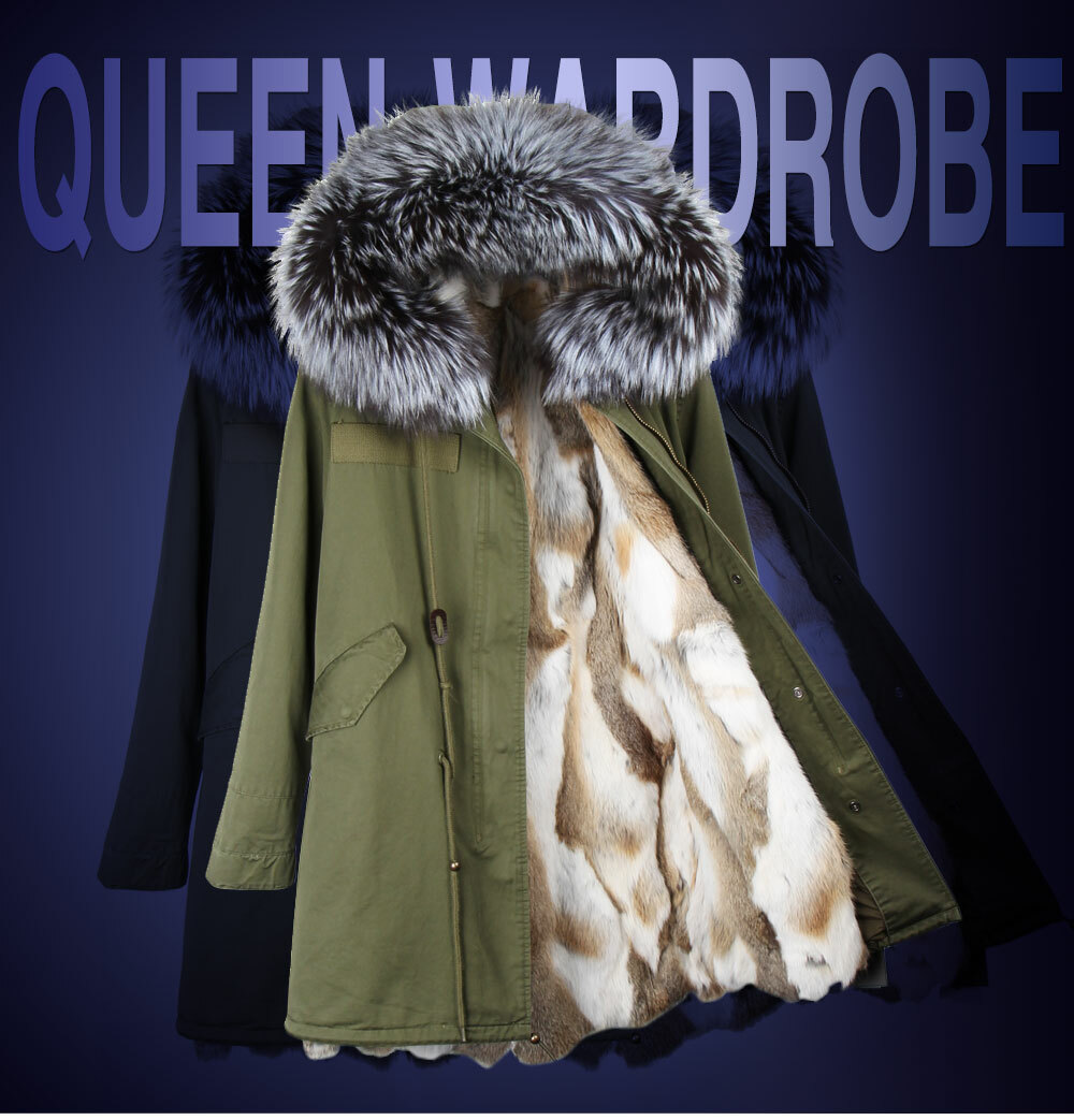 Parka Donna Invernale Pelliccia Vera Cappotto Piumino Pelo Vero Lungo Fur Coat 1