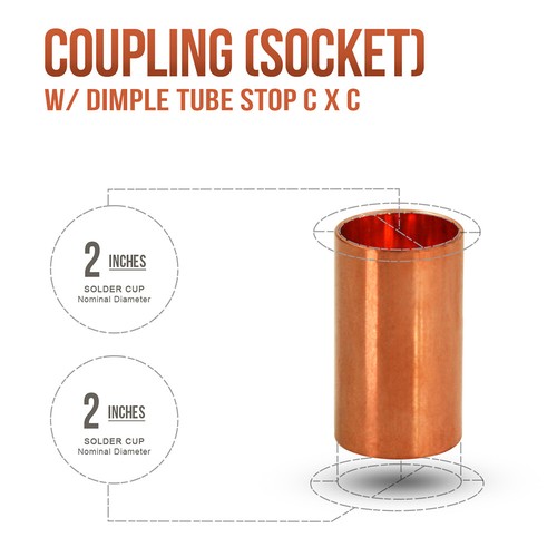 C x C Copper Coupling with Dimple Tube Stop
